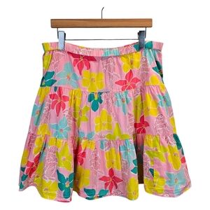 Vintage Lilly Pulitzer Cotton Floral Tiered Skirt Size 8 Pink Summer Vacation